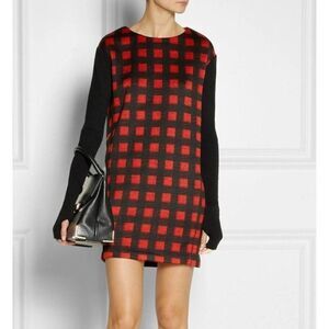 Maje Black & Rust Dustique Long-Sleeve Knit Mini Dress Size 1